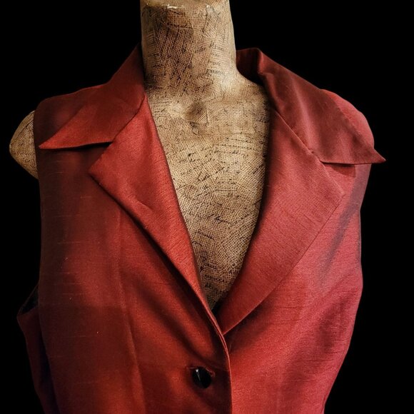 Vintage Sleeveless Button-Up Dress With Pleated Skirt & Collared Neckline In Ric - Picture 6 of 16